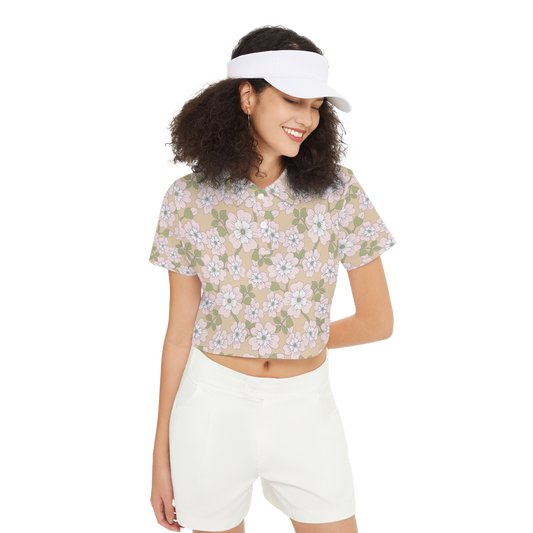 Women's Short-Sleeve Crop Polo Shirt