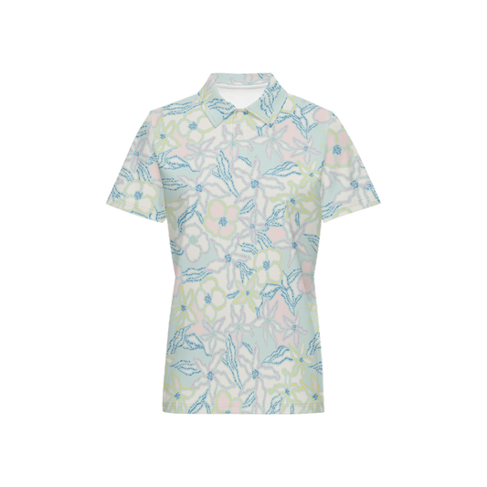 Tropical Pastels: Women’s Classic Fit Short-Sleeve Polo Shirt